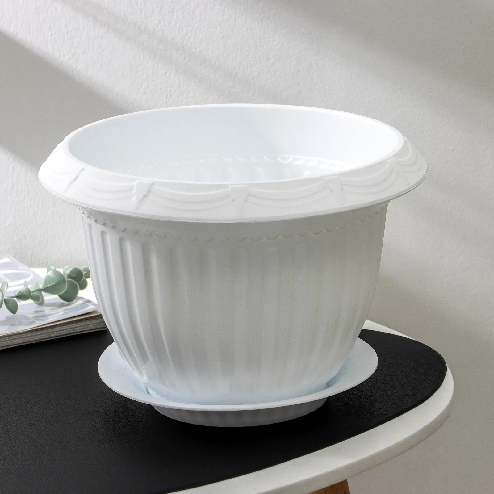 Горшок с поддоном 'Байкал' 6 л цвет белый (комплект из 7 шт)