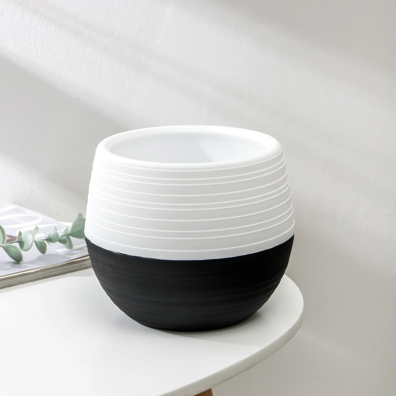 Горшок для цветов с поддоном 'Дуэт' 1 5 л пластиковый цвет чёрно-белый