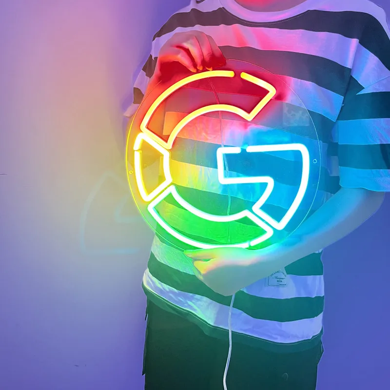 

Неоновая вывеска с логотипом Google, светодиодная неоновая вывеска на заказ, 30 см x 30 см, офисное украшение, комнатный Настенный декор, вывеска с...
