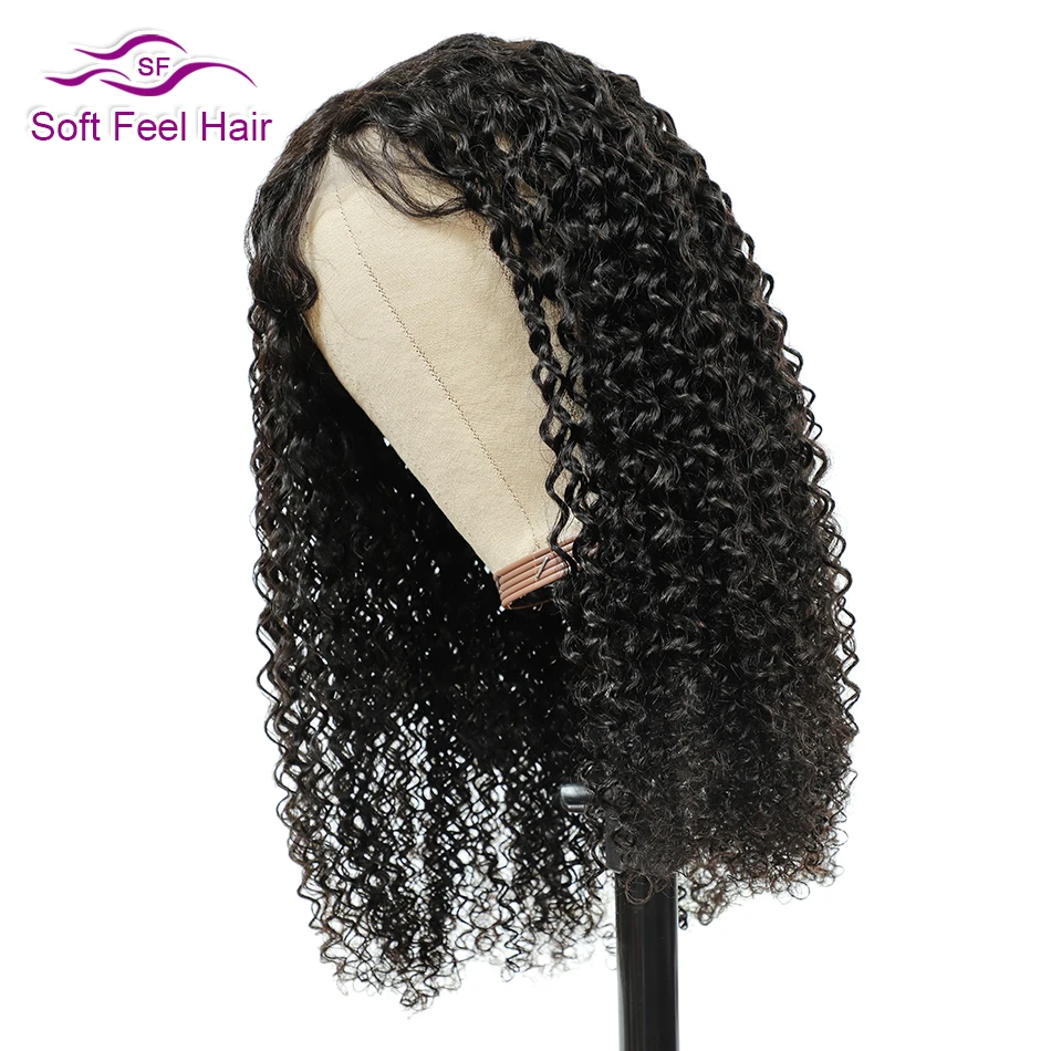 4x4 Kinky Curly Lace Closure Wigs HD Transparent Brazilian Human Hair Wig PrePlucked Baby Hair Natural Color Remy Hair for Women