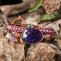 leather bracelets handmade natural stones charm multi layers wrap bracelets handmade boho bracelets gifts