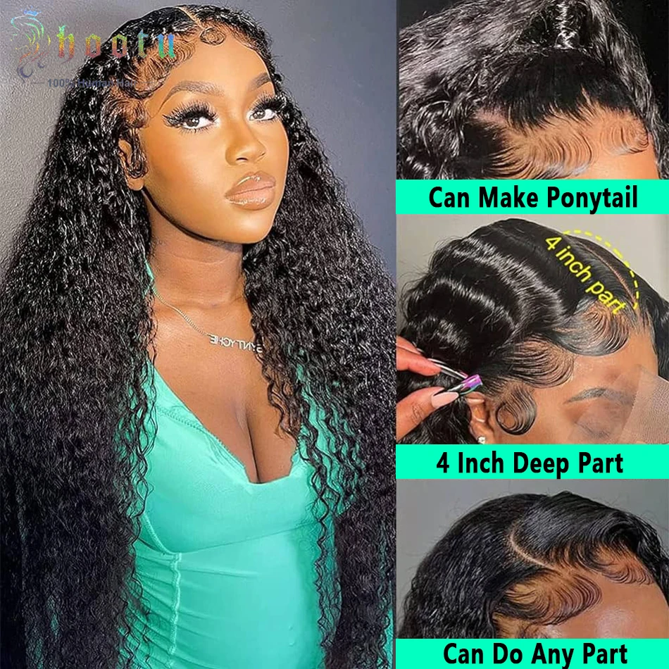 Парик на фронтальной сетке с глубокой волной 18-24 дюйма предварительно выщипанные