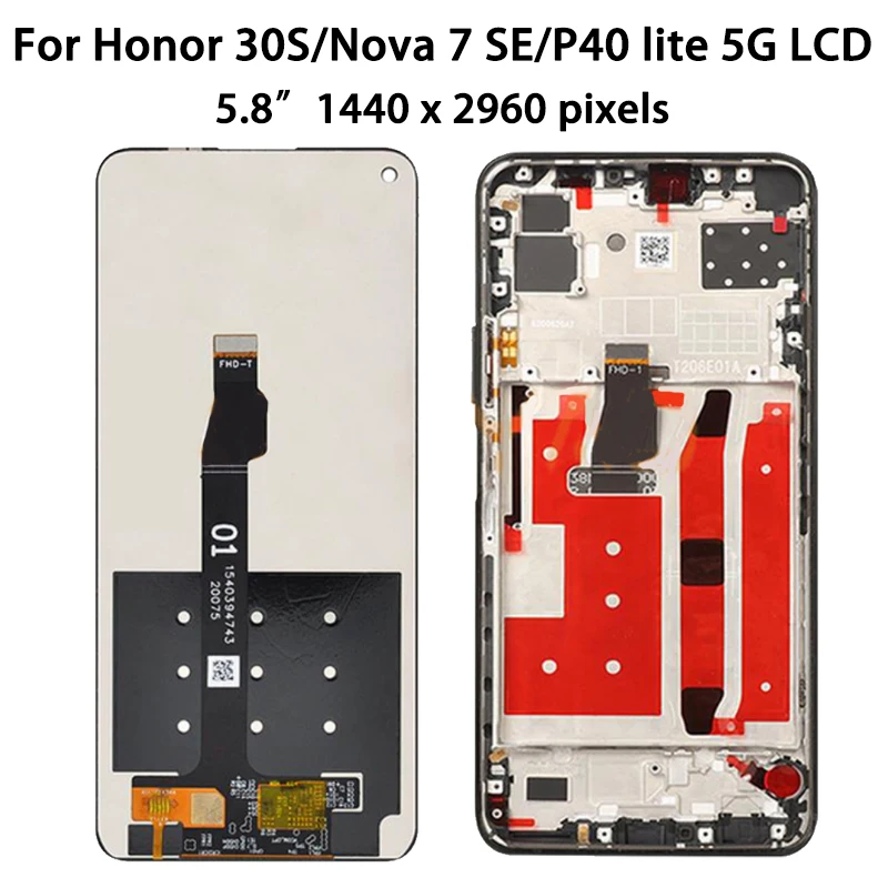 6 5 &quotnova 7 SE CDY-AN00 дисплей для Huawei P40 Lite 5G lcd Сенсорная панель экран дигитайзер Honor 30S
