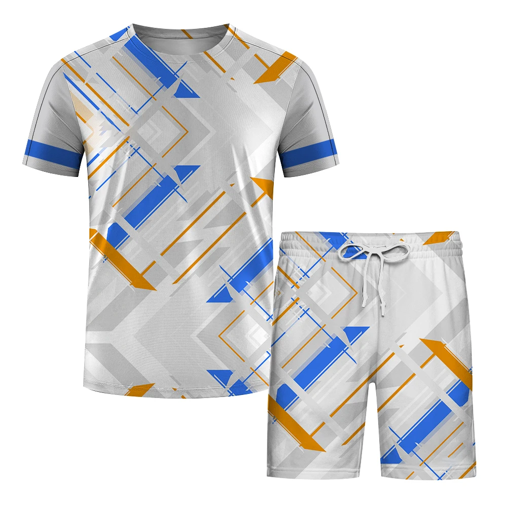 Summer Casual Sport suit 3D Printed Mens Gym Suit 2 Piece Oversized Sportswear Man Tshirt Beach Shorts Outfits Customizable LOGO