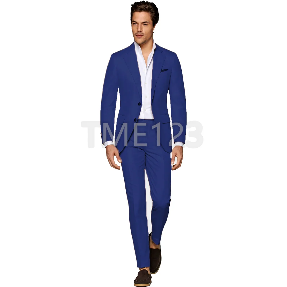 2022 Casual Gentleman Navy Blue Wedding Groom Men Suits Costume Homme Mariage Terno Masculino Slim Fit Best Man Blazer