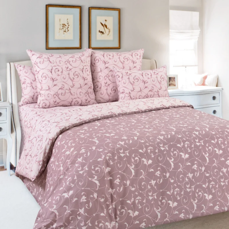 КПБ Перкаль, Постельное белье из перкаля - Габриэль (коричневый), Размер: Евро-макси