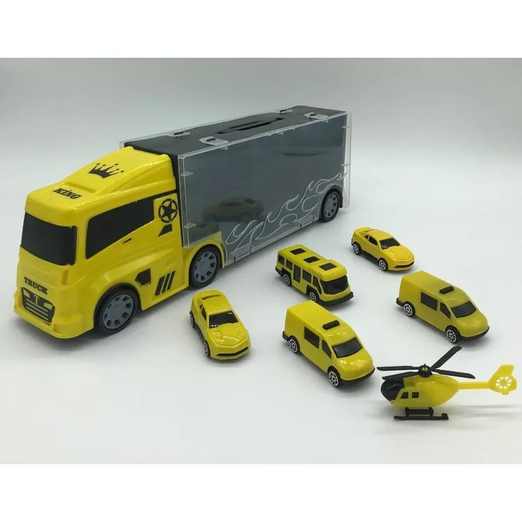 King Toys 6 мини-автомобилей и грузовиков-транспортеров Yellow Lal 2017
