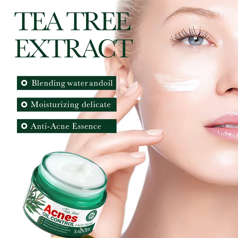 Крем от прыщей на лице с изображением чайного дерева