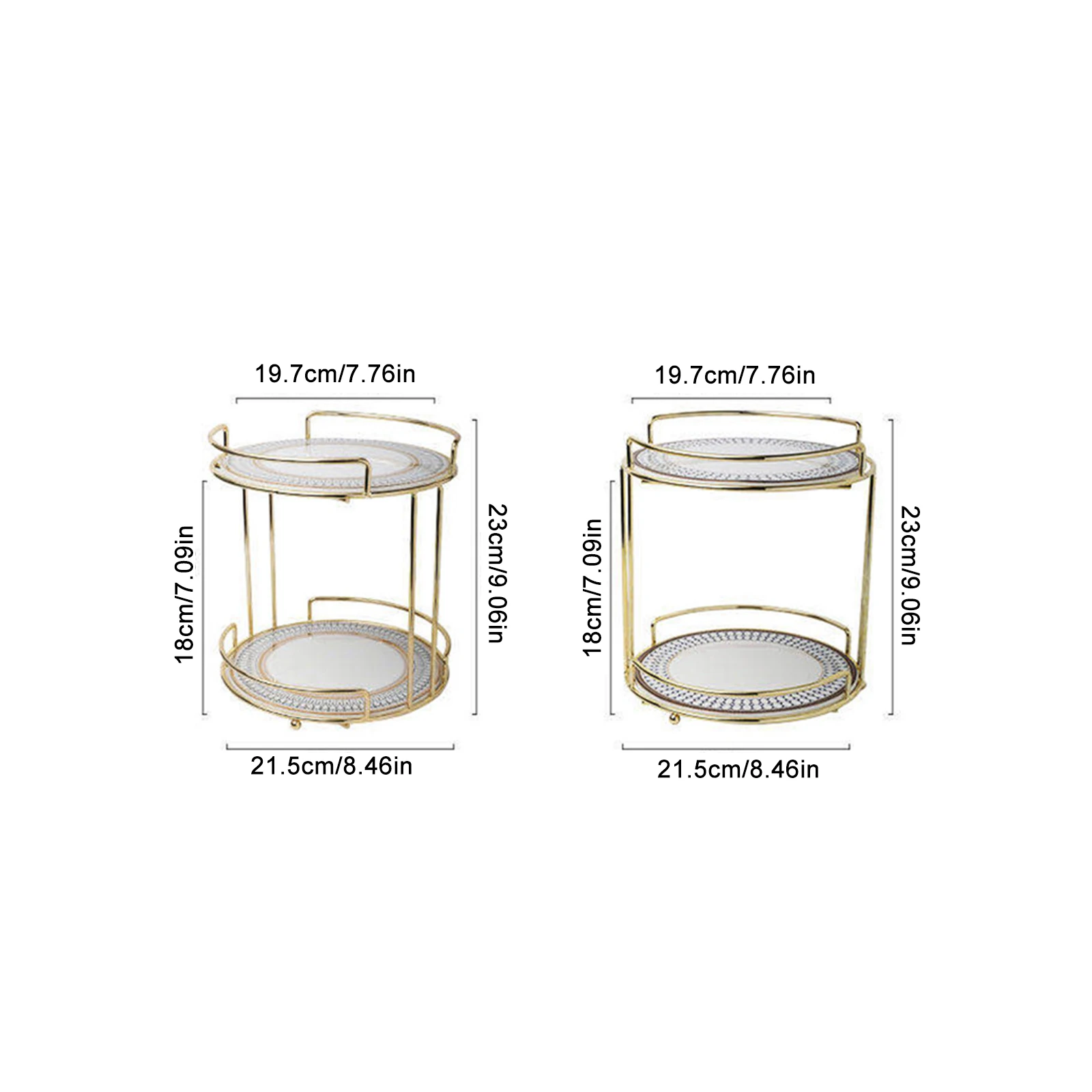 Органайзер для макияжа из серого мрамора - Двухслойная железная полка с