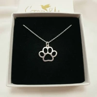 tiny paw print necklace sterling silver cat dog pendant gift kids jewelry cute pet lover rose gold yellow teen valentine birthda