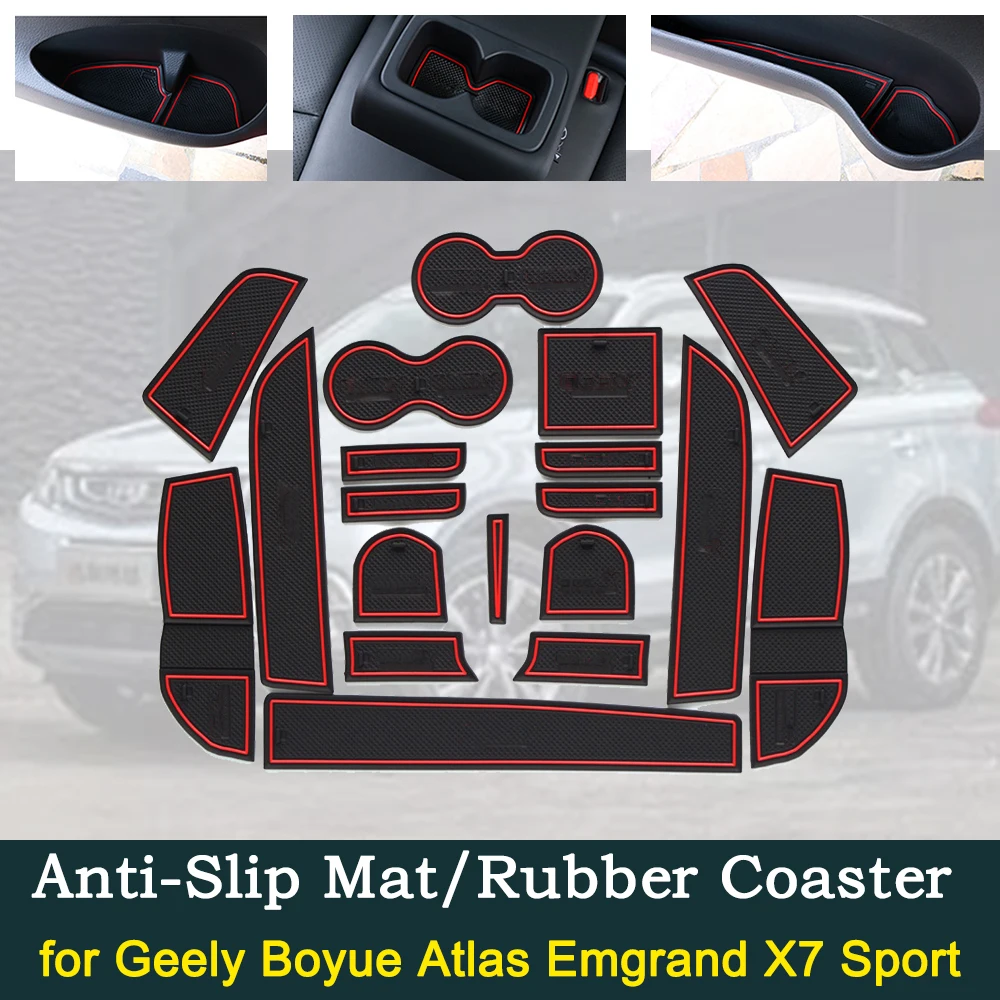 

Anti-Slip Gate Mats Cup Groove Pads for Geely Boyue Atlas Emgrand X7 Sport NL-3 2016~2021 Slot Hole Pad Car Interior Accessories