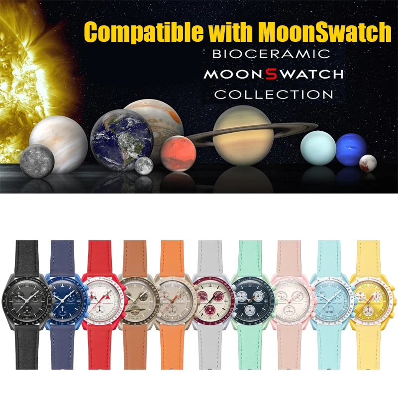 

20mm Genuine Leather Strap Suitable for Omega MoonSwatch Quick Release Fashion Waterproof Sports Watch Accessories