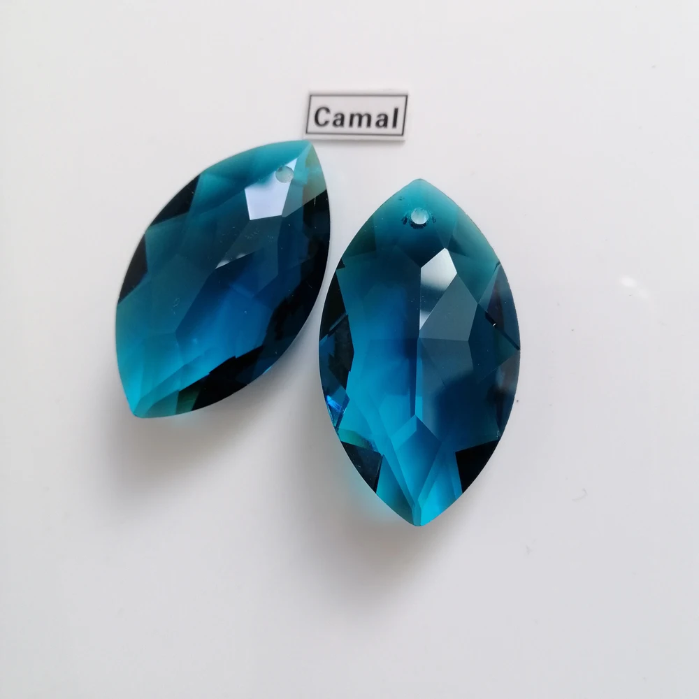 

Camal 5PCS 38mm Peacock Blue Horse-eye Shaped Crystal Prisms Pendant Drop SunCatcher Lamp Lighting Chandelier Parts Hanging DIY