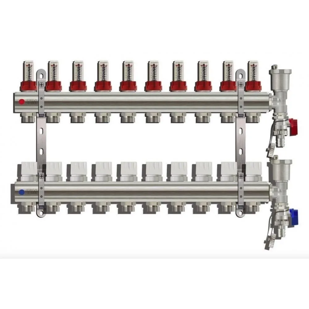 Коллекторная группа TIM KC010 с расходомерами, на 10 выходов (без кранов)