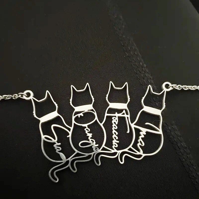 Ожерелье с именем животного кошки позолоченное 18 карат персонализированная