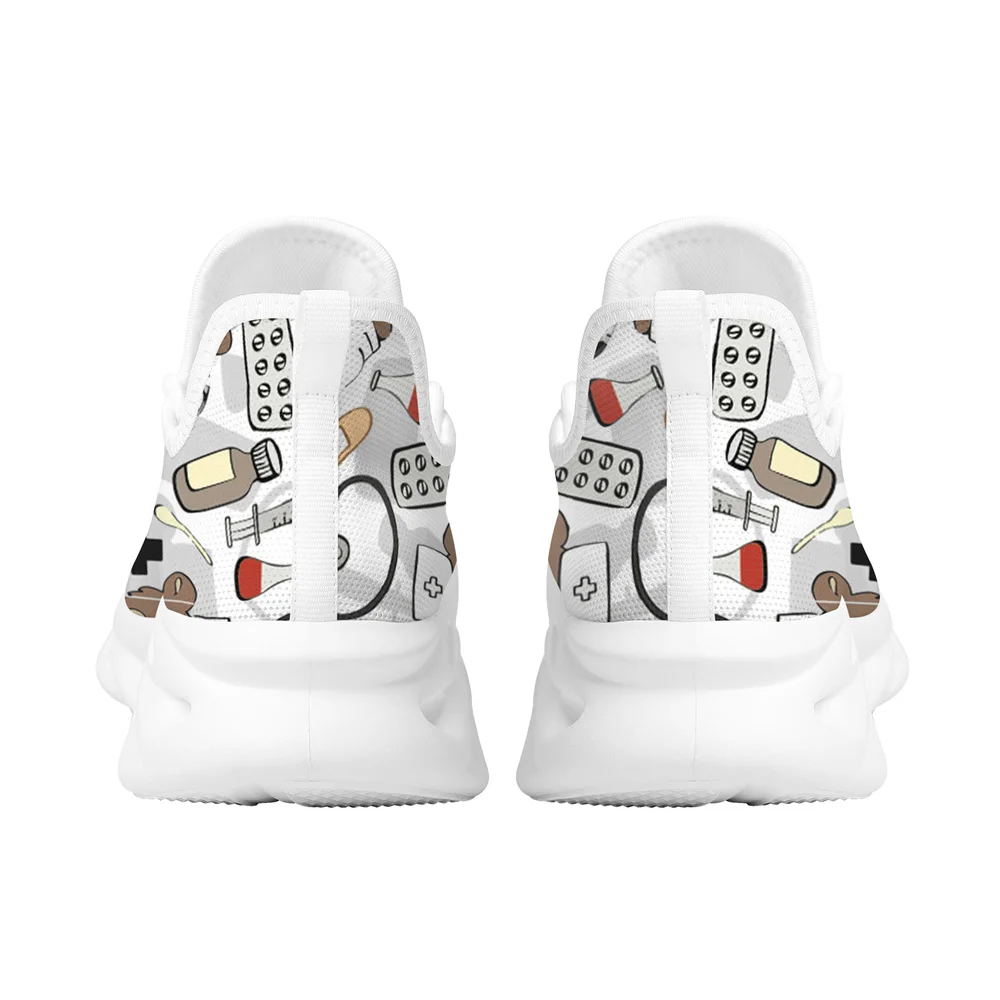 Yikeluo Shoes for Women Nurse Fashion Print Sneakers Design Custom Pattern Shoes Casual Women Flat Walking Shoes Running Sneaker