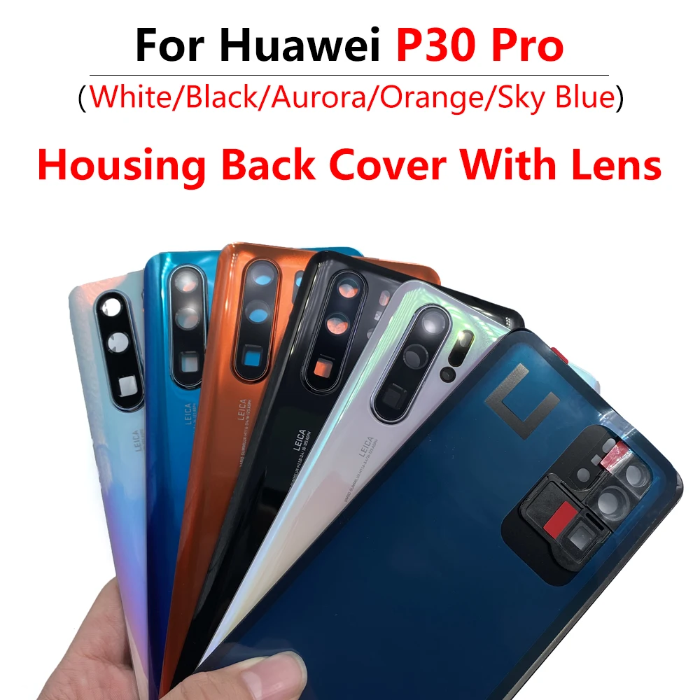 

New For Huawei P30 Pro Back Glass Battery Cover Panel Rear Door Housing Case With Camera Lens Replacement