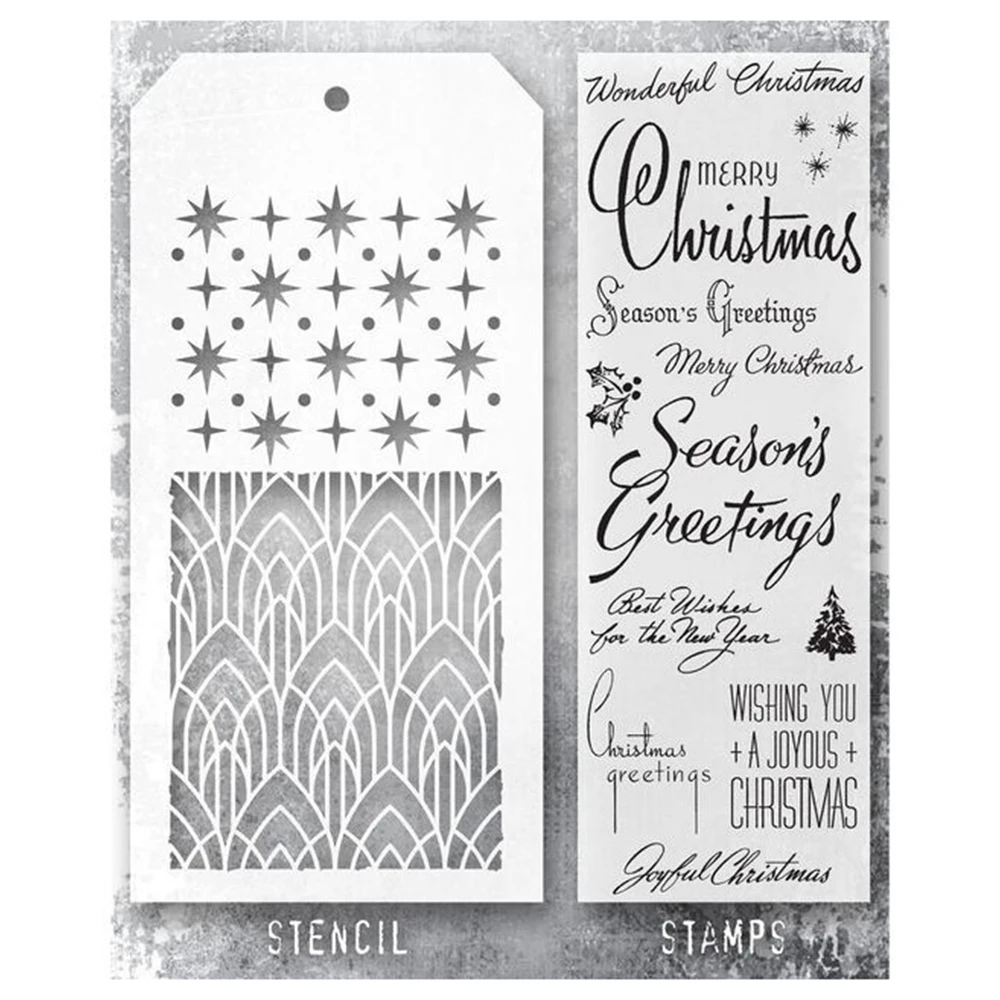 

Christmas Text Stamps And Plastic Stencil For DIY Hand Account Paper Cards Embossing Decoration Scrapbooking Album Template