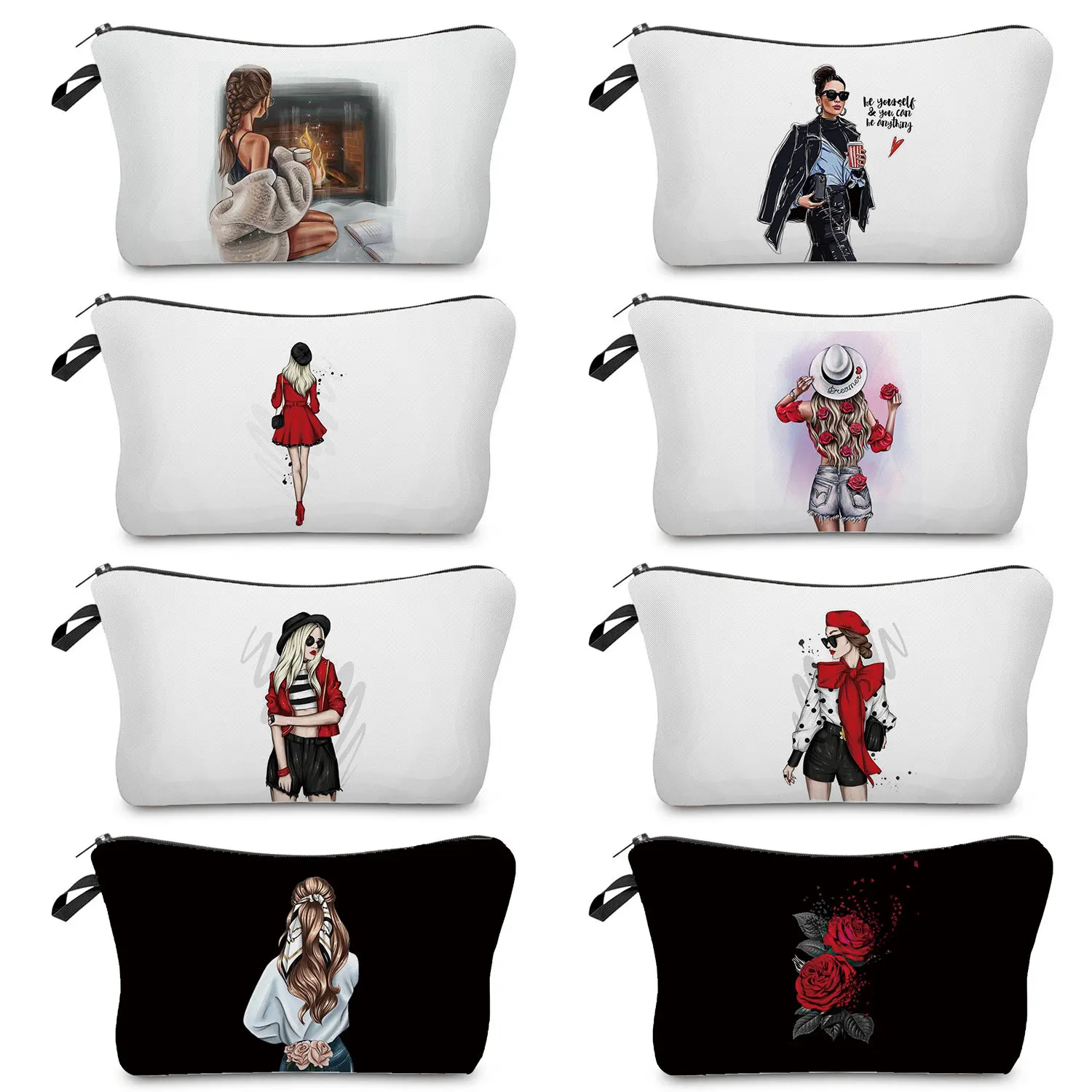 

Hot Sales Printed Female Cosmetic Bags Harajuku Korean Style Pencil Cases Women Fashion Graphic Print Makeup Bag Gift Candy Bags