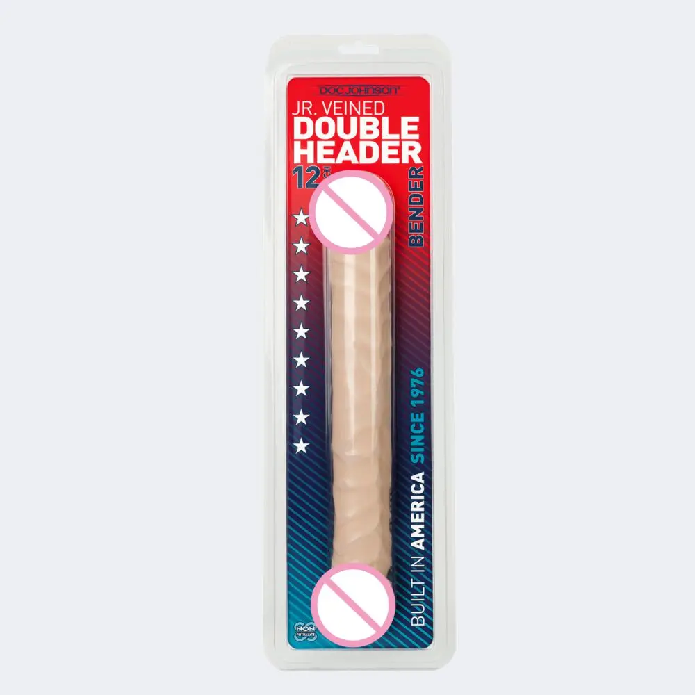 Фото Двухголовый фаллос телесного цвета Jr. Veined Double Header 12
