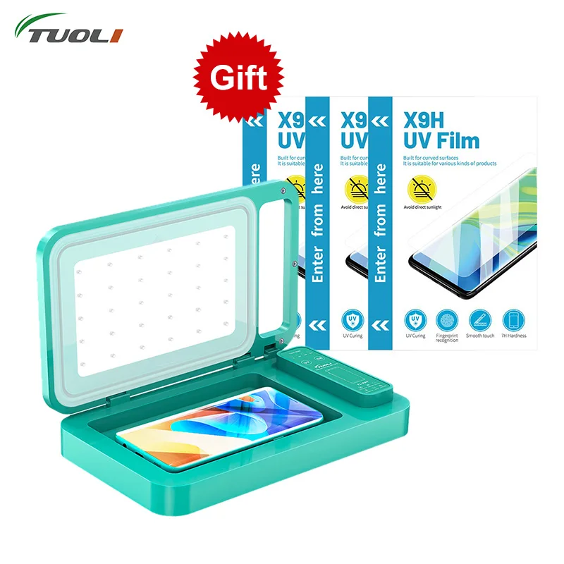 X9H HD TUOLI Mini UV Lamp Machine LED Cold Light Source Sticker Film Fast Curing Oven for iPhone Andriod Curved Screen TL168