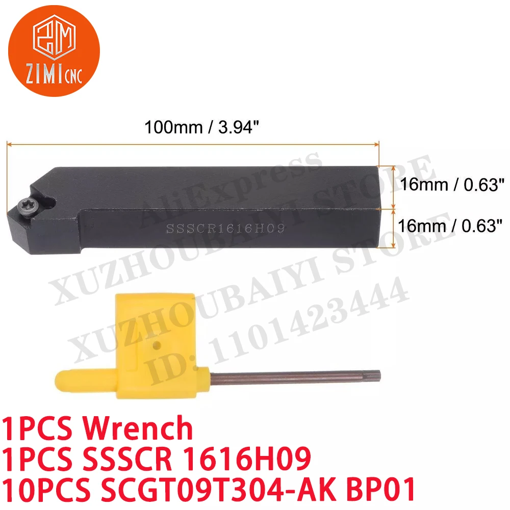 1 шт. SSSCR1616H09 Держатель токарных инструментов + 10 SCGT09T304-AK BP01 Твердосплавные вставки