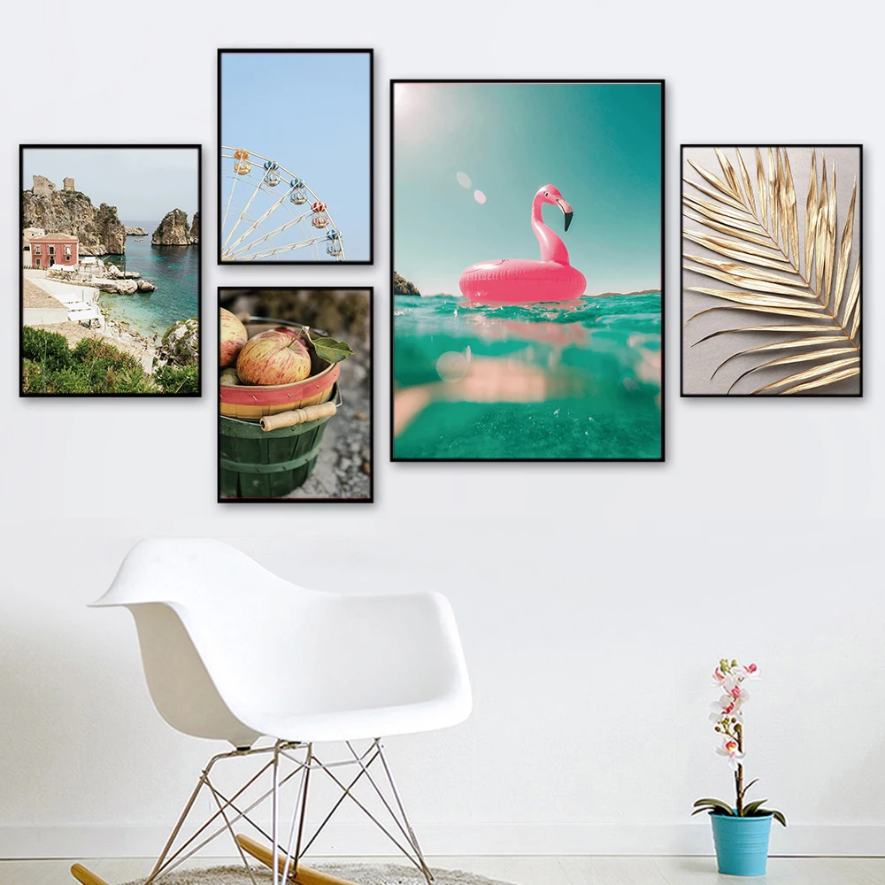 

Modern Photography Poster Ferris Nordic Wheel Canvas Painting Travel Art Print Landscape Wall Picture For Living Room Home Decor