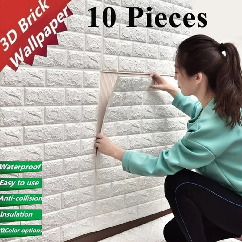 

70cm*5m 3D Wallpaper Waterproof Brick Anti-collision DIY Wall Stickers Living Room Bedroom Children's Room Home Decoration