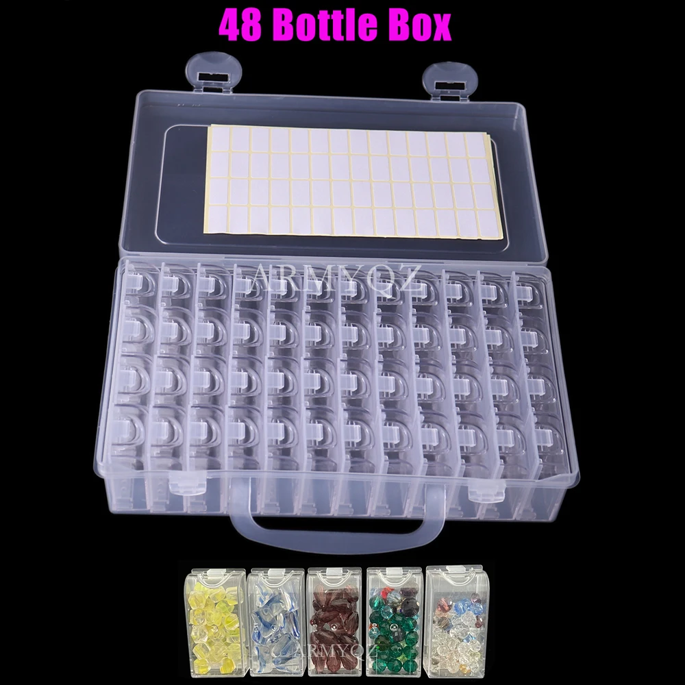 

48 Bottles Diamond Painting Storage box Diamond Painting Accessories Beads Container Mosaic Storage boxes Tools with 112 sticker