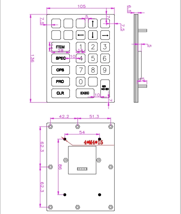 28 клавиш под заказ IP65 киоск металлическая прочная клавиатура из нержавеющей