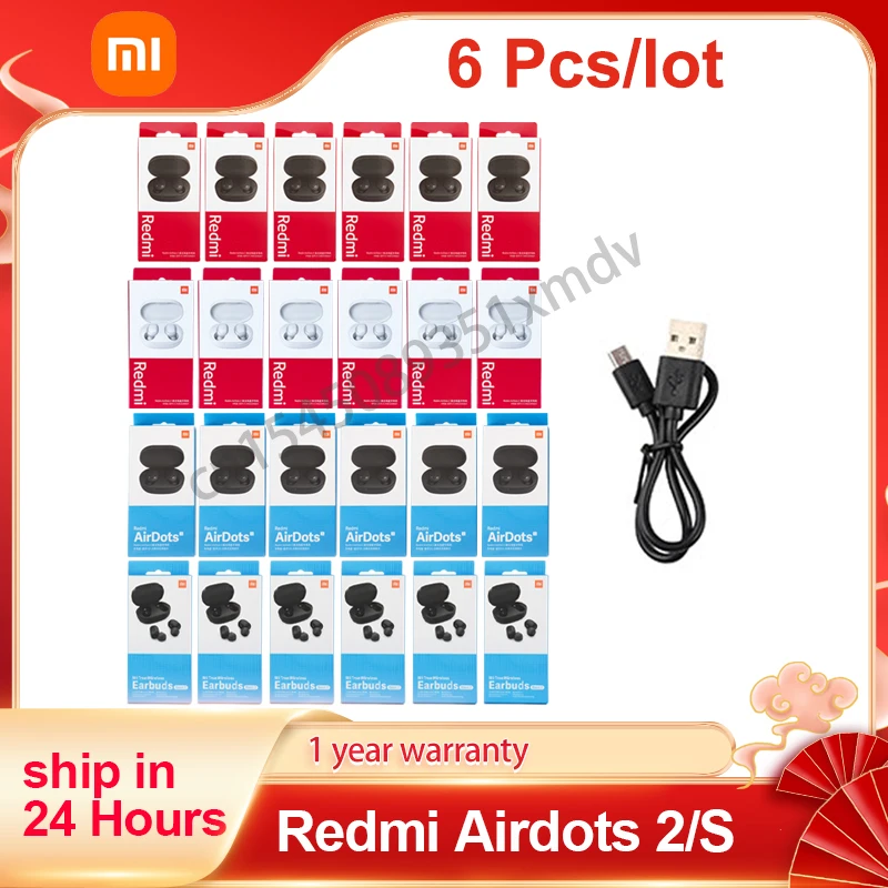 

6 Pieces/Lot Xiaomi Redmi Airdots 2 Bluetooth 5.0 Earphones TWS Wireless AI Control Gaming Headset With In-Ear Stereo