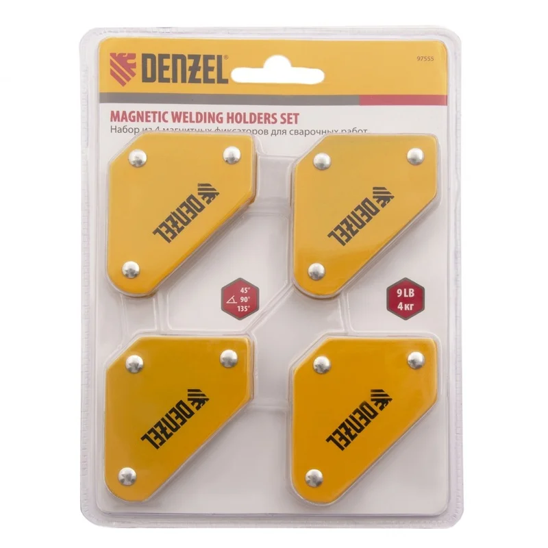 Набор из 4 магнитных фиксаторов для сварочных работ Denzel Магнитные держатели