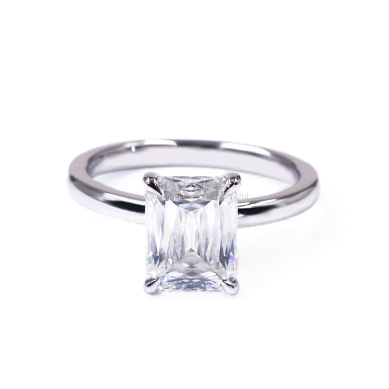 Tianyu Gems 8X7.5mm New Cutting Moissanite Solitaire Diamond Rings 14k/18k White Gold Women Wedding Ring Customized Fine Jewelry