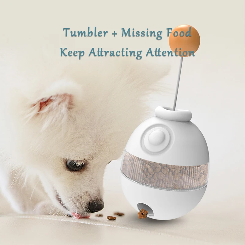 

Cat Tumbler Toy, Interactive Cat Toy with Detachable Teaser, Adjustable Grain Outlet Snack Feeder, for Indoor Cats