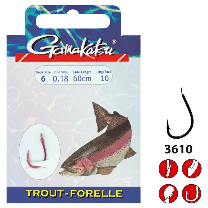 Крючок Gamakatsu Hook BKD-3610N Trout 100cm №08 d0.20 |