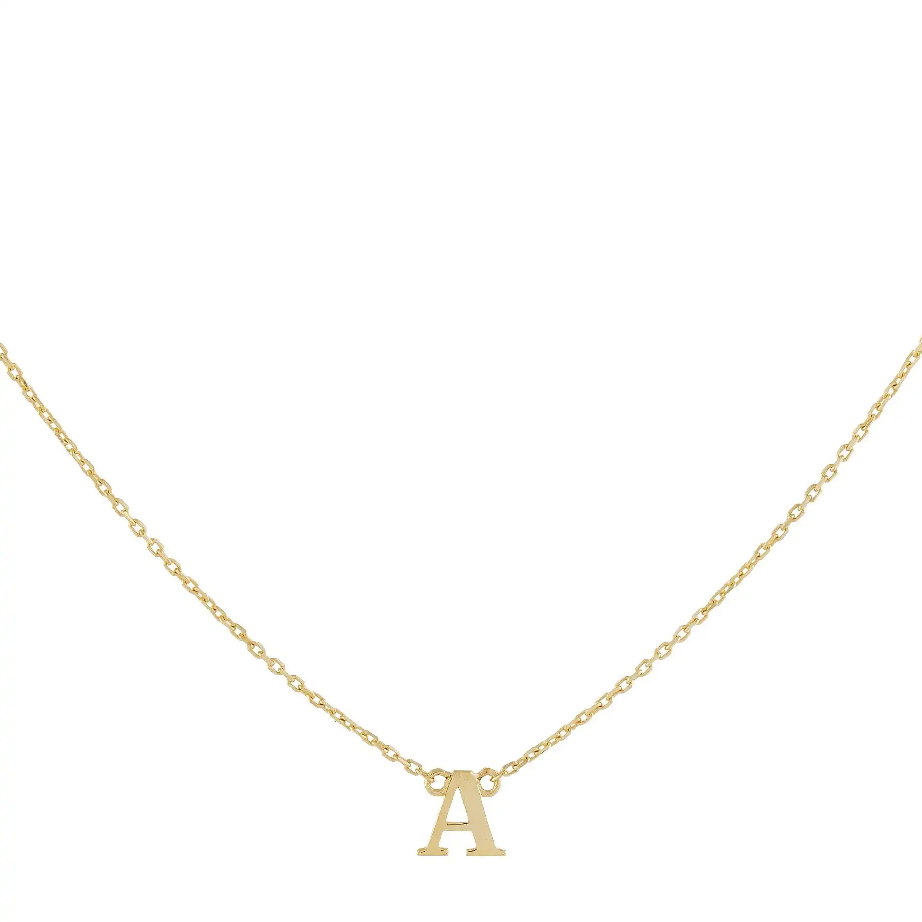 

14k Solid Gold Initial Necklace Initial Letter Alphabet Charm Pendant Block Font Simple Minimalist Gift For Women