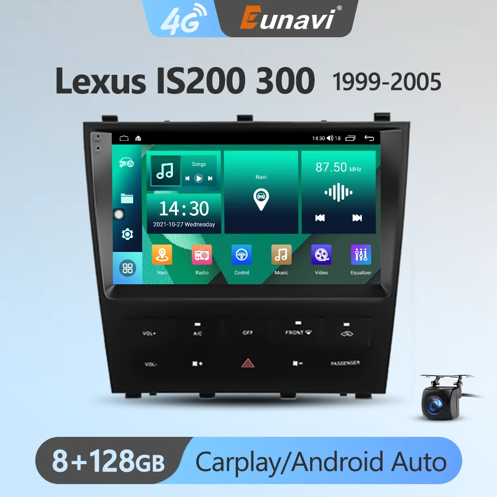

Автомагнитола Eunavi 7862 4G 2DIN Android GPS для Lexus IS200 300 1999-2005 Автомобильный мультимедийный видеоплеер Carplay 2 Din