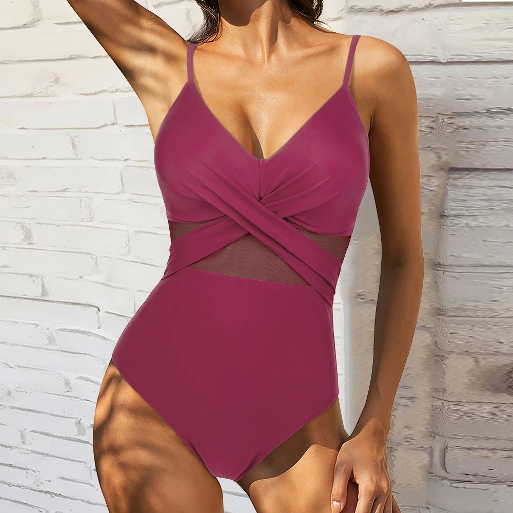 

One Piece Swimsuit Women Push Up Solid Tummy Control Swimwear Beachwear Bathing Suits Monokini Plus Size Swimwear Women 2023