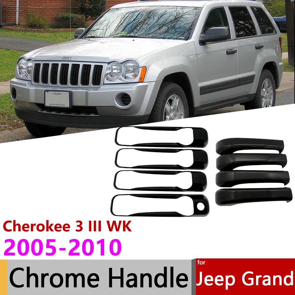 

For Jeep Grand Cherokee 3 III WK 2005~ 2010 Gloss Black Carbon Door Handle Cover Car Exterior Styling Auto Accessories Sticker