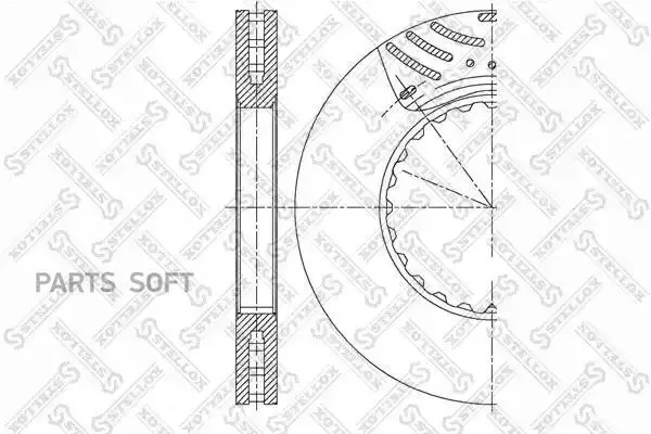 STELLOX 8500896SX 85-00896-SX_диск торм !передний 434/220x45 вентилируемый без монтаж/к-та ER750952\Volvo