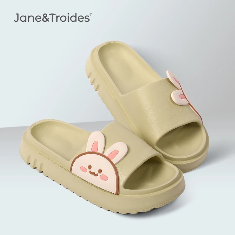 

JaneTroide Home Beach Women Summer House Platform Slippers Indoor Eva Female Soft Flat Sandals Men Mules Cute Leisure Shoes