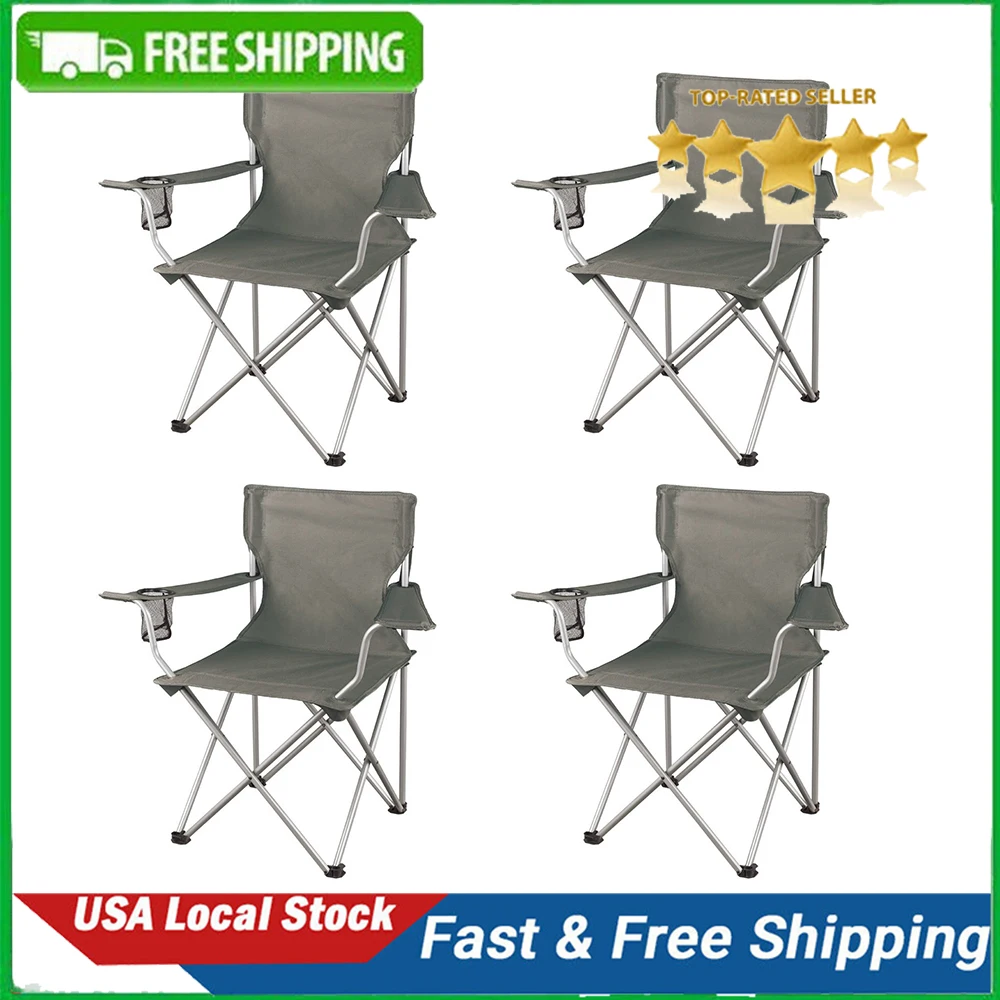 

Classic Folding Camp Chairs, with Mesh Cup Holder,Set of 4, 32.10 x 19.10 x 32.10 InchesOutdoor chairs Beach chairs are easy to