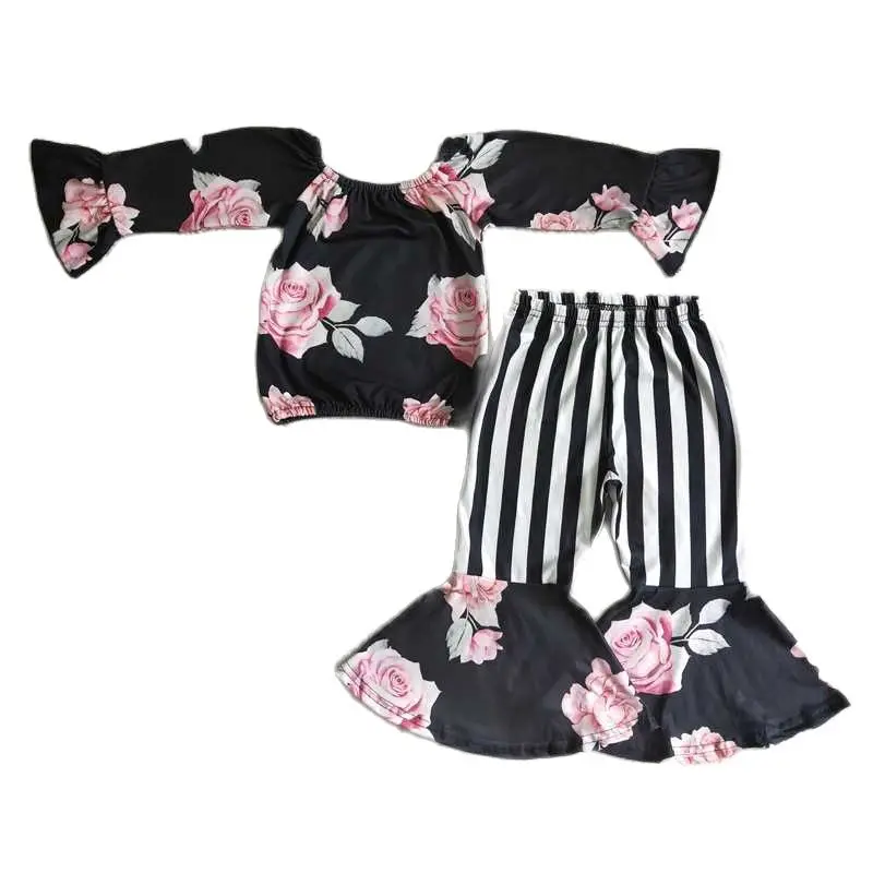 

6 A29-2 Girls Outfit Long Sleeve And Long Pants Flower Print