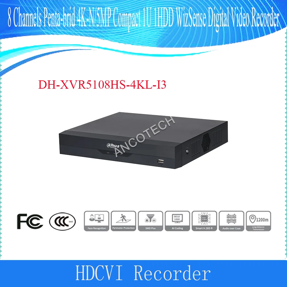 

Dahua DH-XVR5108HS-4KL-I3 8 Channels Penta-brid 4K-N/5MP Compact 1U 1HDD WizSense Digital Video Recorder