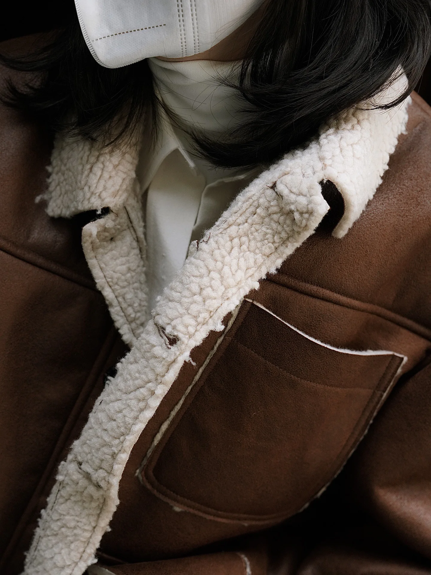 woman warm eco coat