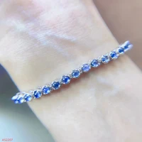 premium jewelry 100 natural gemstone 925 sterling silver glossy sapphire bracelet for women party gift marry wedding birthday