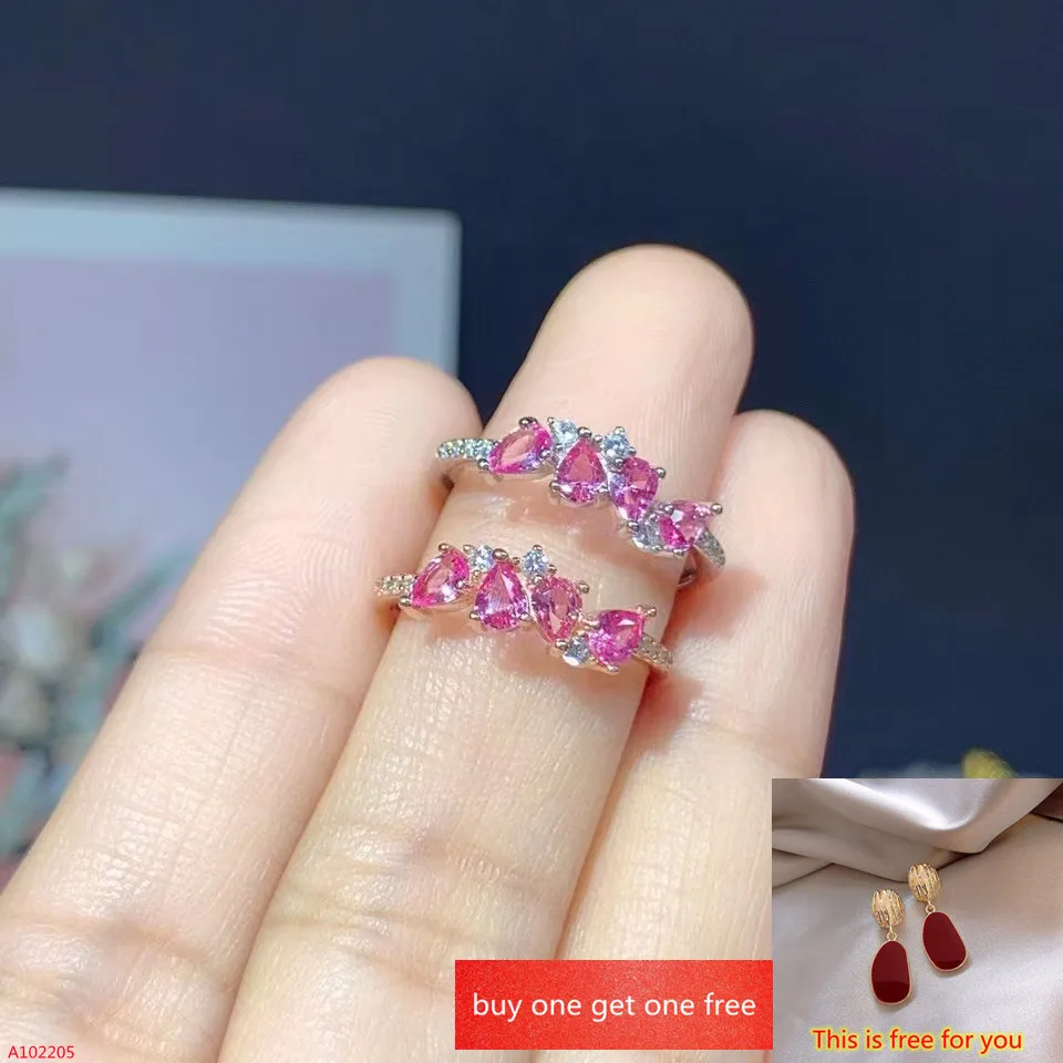 Fine Jewelry 100% 925 Sterling Silver Natural Pink Sapphire Girls Rings Women Marry Got Engaged Party Birthday Gift New