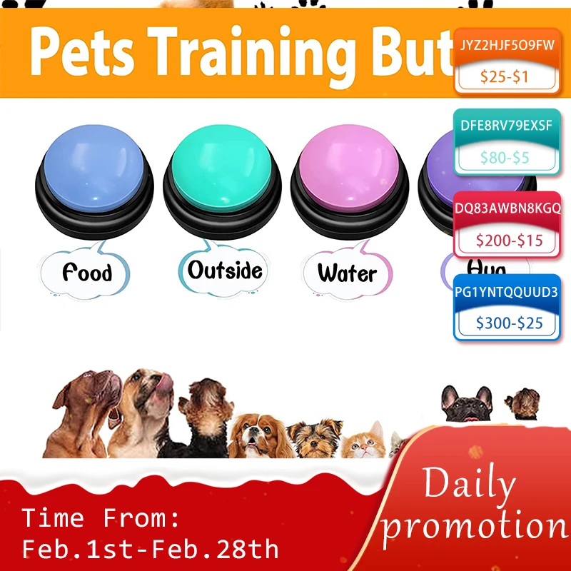 

Dog Communication Button Recordable Talking Buttons Interactive Cat Voice Recorder Talking Toy Pet Training Answer Buzzer Tool