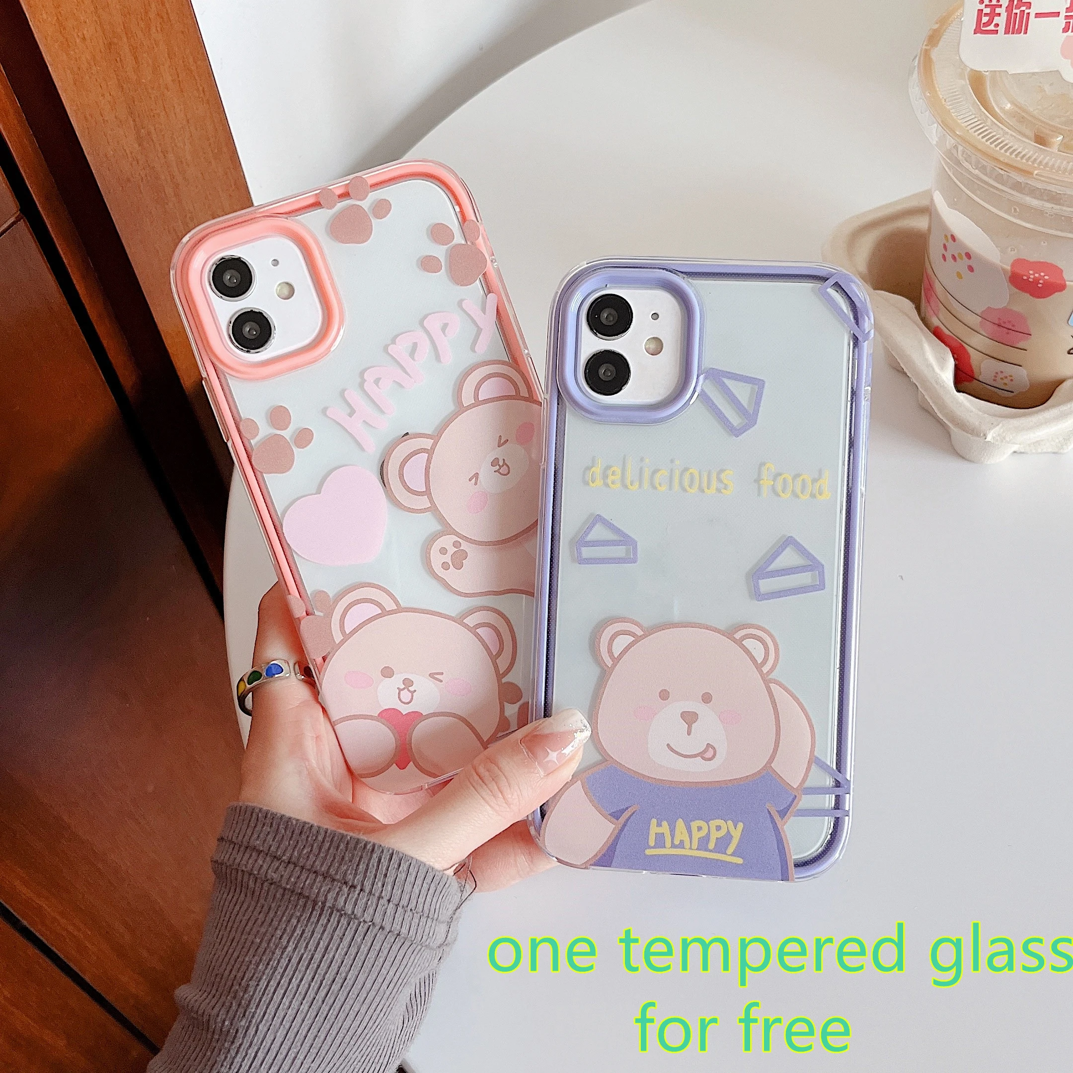 

3 in 1 Silicone Case For iPhone 13 Pro Max Cartoon Bear Silicone Case iPhone 11 чехол на айфон Coque iPhone 12 Funda iPhone XS