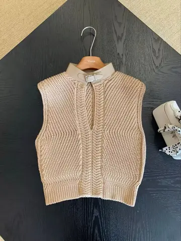 Женский вязаный жилет из хлопка
